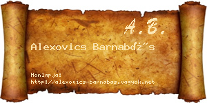 Alexovics Barnabás névjegykártya