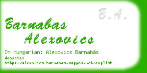 barnabas alexovics business card