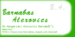 barnabas alexovics business card